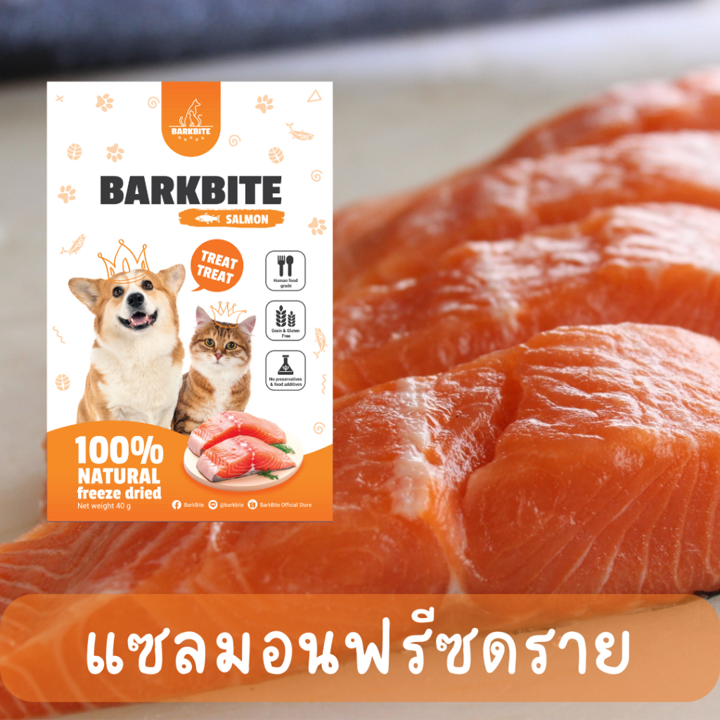 🐟 แซลมอนฟรีซดราย 100% (BarkBite) 🐾 ขนมสัตว์เลี้ยงเกรดพรีเมี่ยม ขนมหมา ขนมแมว