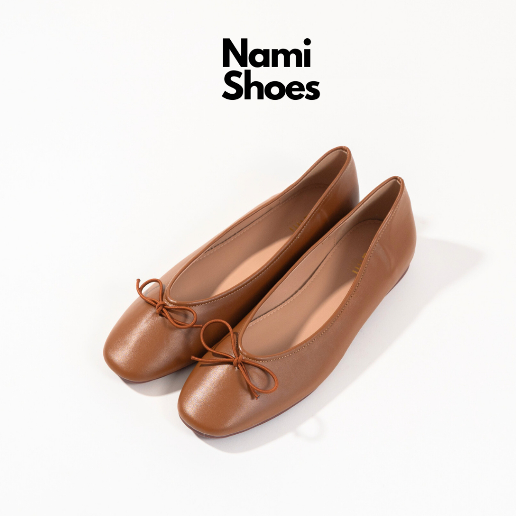 Nami รองเท้าคัชชู รุ่น Belly Browny รองเท้าหุ้มส้น แต่งโบว์ ทรงคลาสสิค ใส่แล้วทรงเท้าดูเรียว ใส่สบาย 002