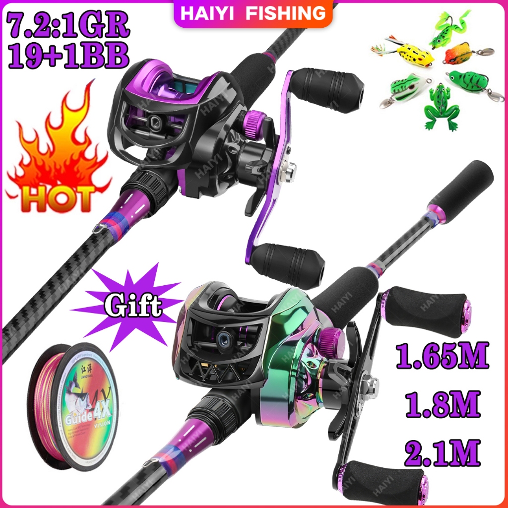 🐬HAIYI FISHING🐬ชุดคันเบ็ดคาร์บอนไฟเบอร์ ความยาว 2.1 ม. พร้อมรอกโลหะ 18+1BB 7.2:1 รองรับน้ำหนักรวมได้ 10 กก.
