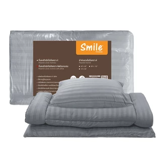 Picasso ที่นอนปิกนิค รุ่น Smile ลายริ้ว สีเทา ผ้าไมโครซาติน เทียบขนาด 3.5 ฟุต หนา 5 ซม.