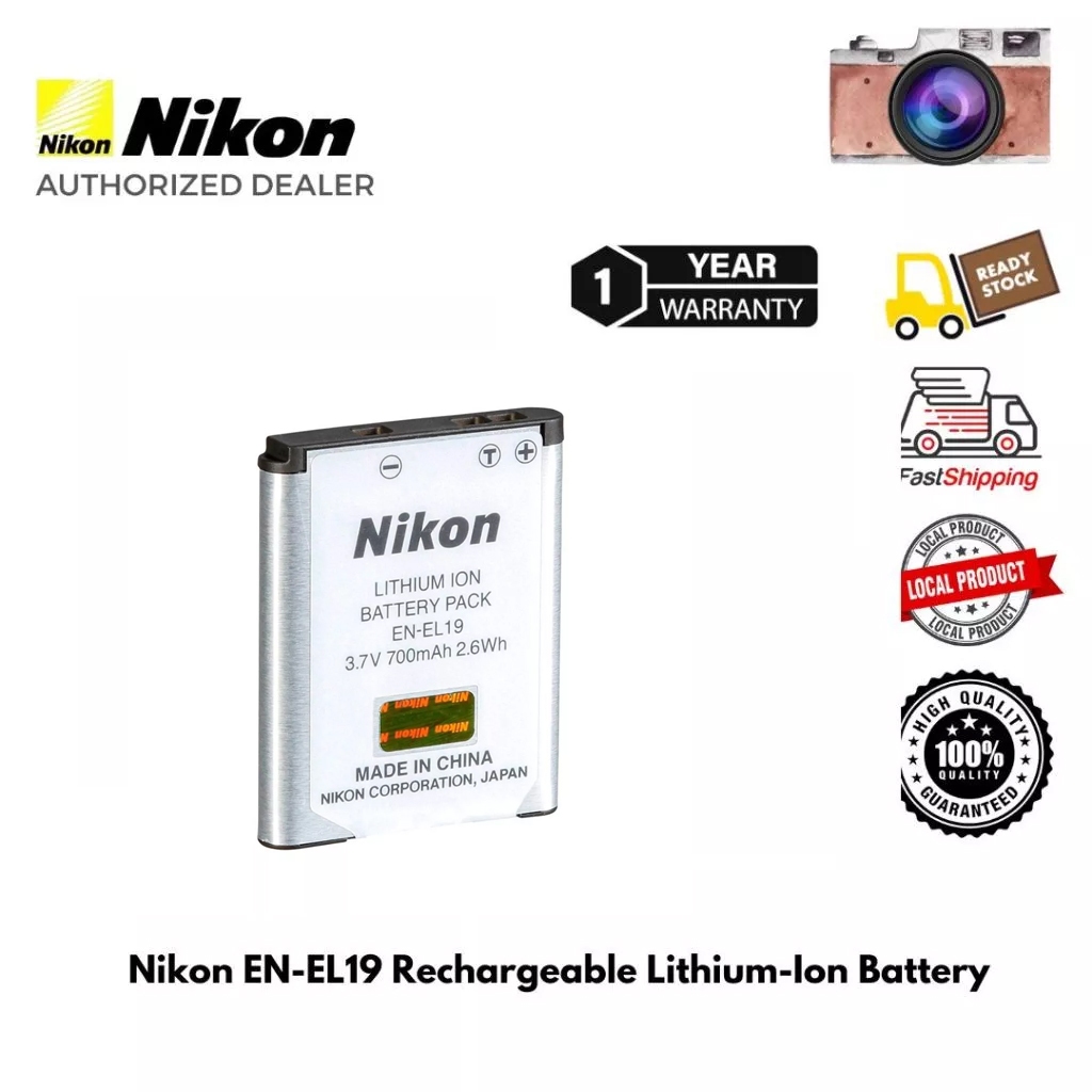 แบต Nikon EN-EL19 สำหรับกล้อง Nikon Coolpix S32 S33 S100 S2500 S2600 S3500 S4100 S4400 S5300 S6400 S6700 S6900 S7000