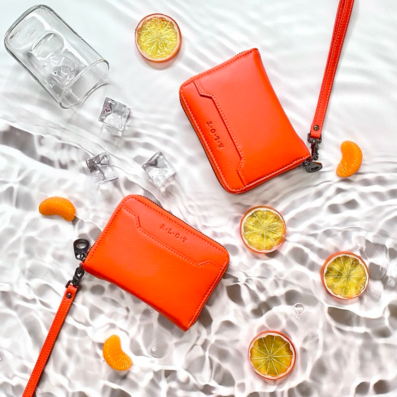 ALOT กระเป๋าสตางค์เสริมดวงใบสั้น รุ่น Mini Chamois Serie สีส้ม / สาววันพฤหัสบดี