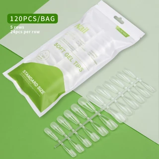 เล็บปลอม pvc แบบตะไบโคนไม่ต้องขัด 120ชิ้น 12 ขนาด ไม่แตกหักง่าย บัลเล่ต์ เหลี่ยมยาว เหลี่ยม