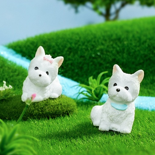ลูกหมาขาว (ราคา/1ชิ้น)  ตุ๊กตาแต่งสวน จัดสวนถาด โมเดล ตกแต่งบ้าน ของสะสม พร็อพถ่ายรูป