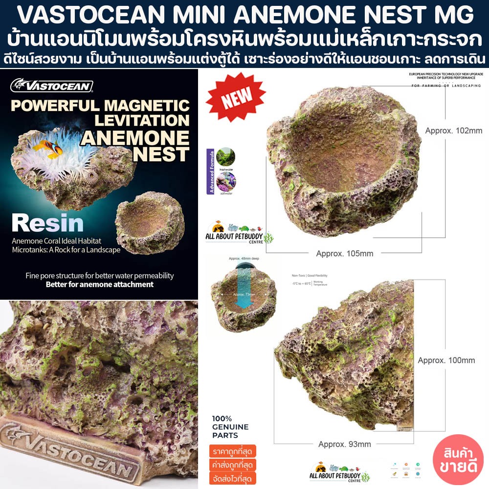 บ้านแอนเล็ก แอนนม VASTOCEAN MINI ANEMONE NEST บ้านแอนแบบโครงหินเกาะกระจก แม่เหล็ก แอนนิโมน ตู้ปลาทะเล หิน ปะการัง ปลา