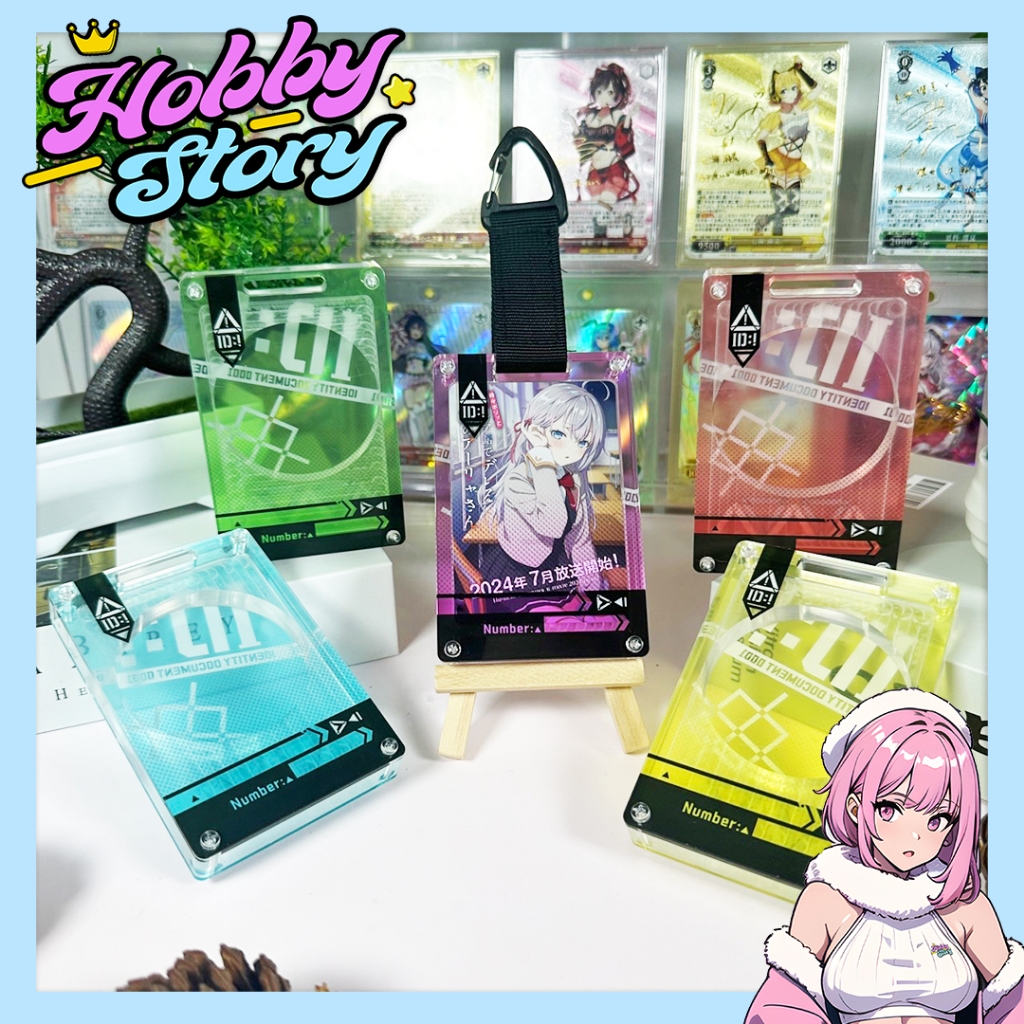 HOBBYSTORY 🌸 กรอบอะคริลิคใส่การ์ดและเข็มกลัดพร้อมตะขอห้อยกระเป๋า แบบขันน็อต Card / Badge case ใส่โฟโต้การ์ดได้Ins Badge