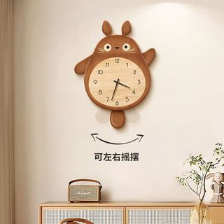 🔥นาฬิกาแขวน นาฬิกาแขวนสไตล์ไม้ Totoro ห้องนั่งเล่นนาฬิกาแขวนผนัง ตกแต่งห้องนั่งเล่น