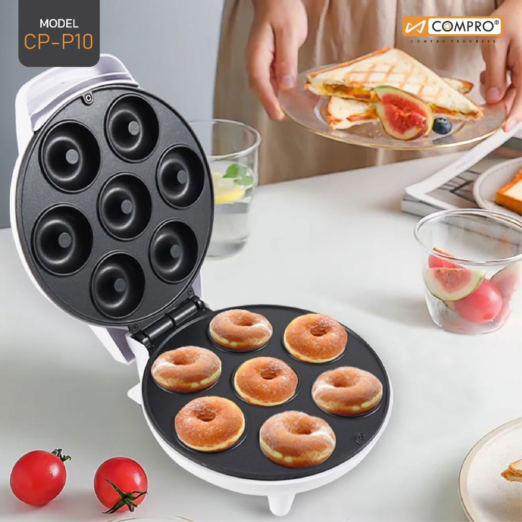 เครื่องทำโดนัทจิ๋ว mini donut maker compro รุ่น CP-P10 เตาโดนัท 8หลุม ประกัน 1 ปี