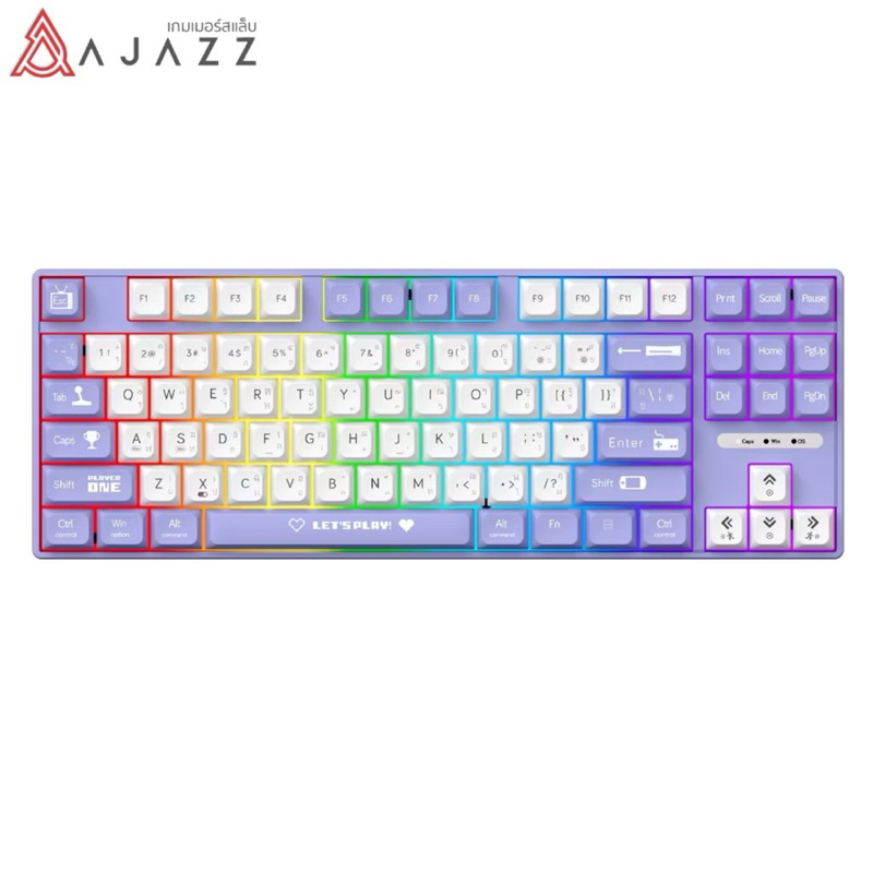 [มือสอง แต่ใหม่มากกก]คีย์บอร์ดเกมมิ่ง Ajazz AK870MC Lets Play Red Switch Wired Mechanical Keyboard