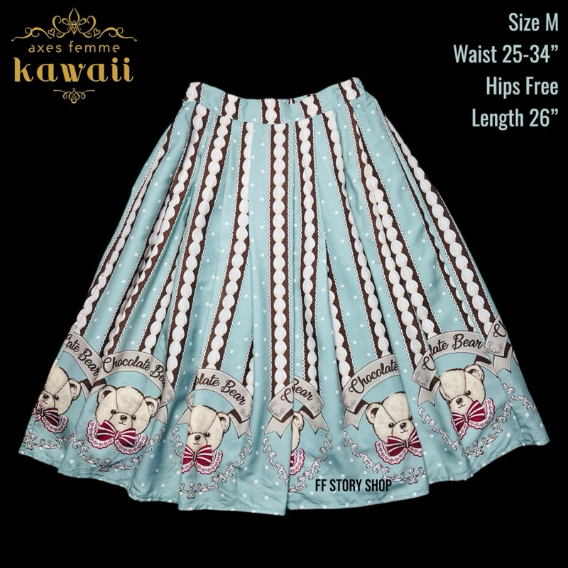 axes femme กระโปรงลายน้องหมีน่ารักตะมุตะมิ มือสองไม่มีตำหนิ(ใหม่กริบ)