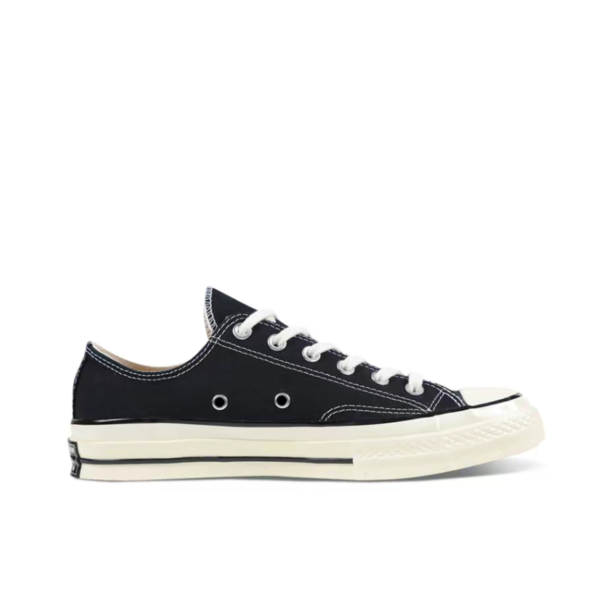 【100%Original】Converse 1970s Chuck Taylor Ctas 70 Carbon Black White Low Top Women&Men Sneakers 144757C