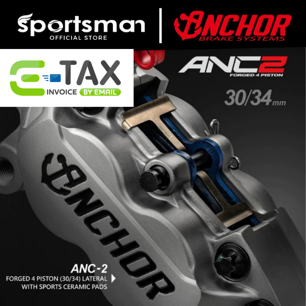 Sportsman ปั้มเบรคมอเตอร์ไซค์ Anchor ANC-2 Axial Forged 4P Caliper(30/34) with Sporty Ceramic Brake Pad
