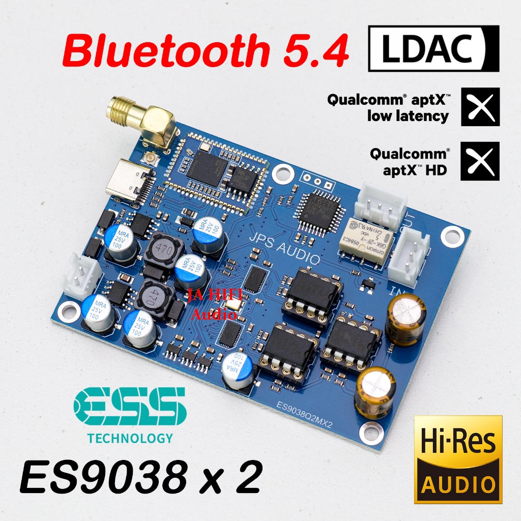 บอร์ดบลูทูธ 5.4 LDAC DAC ES9038x2 วงจรคุณภาพสูง QCC3084 JPS AUDIO