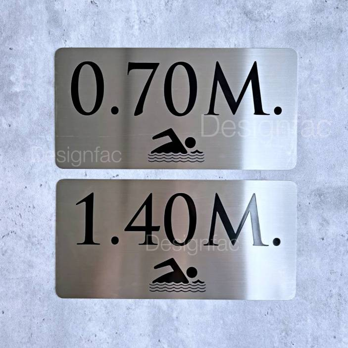 ป้ายบอกความลึกสระว่ายนำ้ 10x20cm ป้ายความลึกสระ ป้ายสระ รูปที่ 2