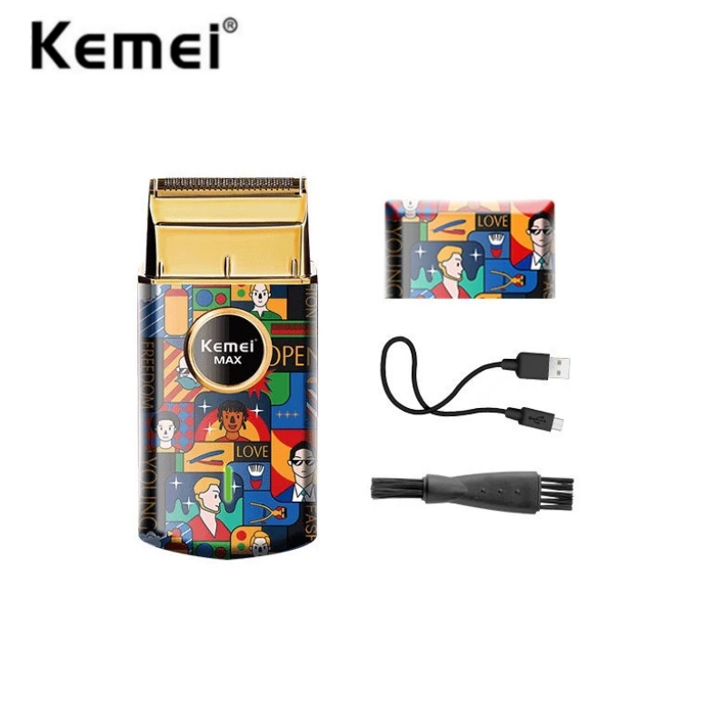 Kemei Km-Rs7098 USB ชาร์จเครื่องโกนหนวดไฟฟ้าขนาดเล็กแบบพกพาหัวโกนหนวดชุดที่กันจอน