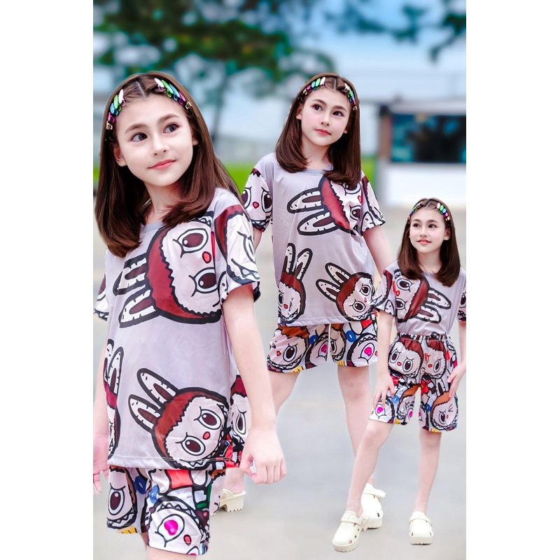 ถูกที่สุดชุดลาบูบู้79.- ปกติ149ล้างสต๊อก เสื้อ+กางเกง สีเทา 1-12ขวบ