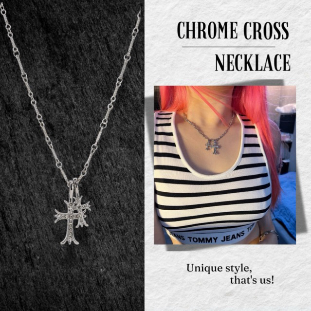 พร้อมส่ง🔥Chrome Cross Necklace