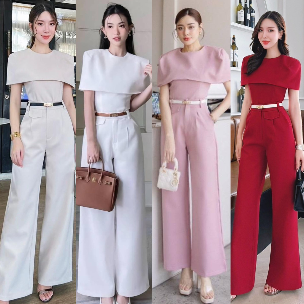 ร้านโค้ดคุ้ม BT 1181 เสื้อคลุมแขน+กางเกง+เข็มขัด+เข็ดกลัด ใส่ออกงาน ไปงานแต่ง งานบุญ สีขาว สีชมพู