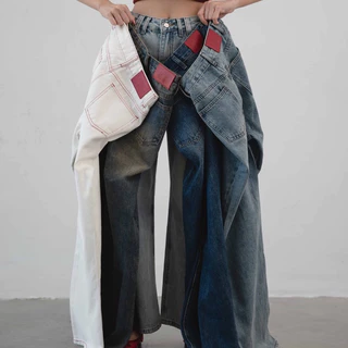CHUUCHOP - (XS-4XL) Bonnie Jeans กางเกงยีนส์ทรงกระบอกกลาง(C8400)