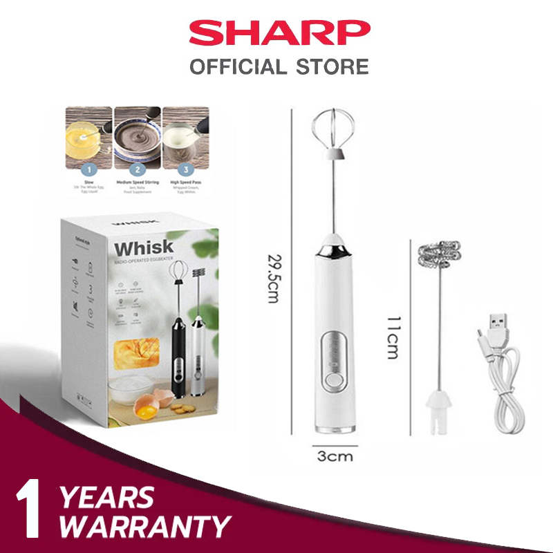 SHARP เครื่องตีฟองนม , เกียร์ปรับได้ 3 ระดับ, ที่ชาร์จ USB, อุปกรณ์ทำขนม, ที่ตีไข่,องใช้ในครัวที่บ้าน