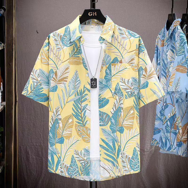 เสื้อเชิ้ตคอปก เสื้อฮาวาย ใส่ไปทะเลได้ เสื้อลายดอกใส่ได้ทั้งชายและหญิง  ผ้าแห้งเร็ว