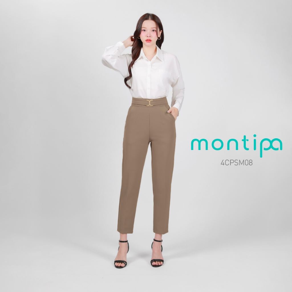 Montipa กางเกงทรงสอบ กางเกงผู้หญิง กางเกงทำงาน ไม่ต้องรีด เก็บทรง ใส่สบาย 4CPSM08
