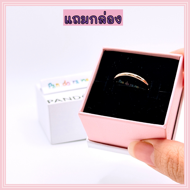 [พร้อมส่ง สินค้าแท้ ] แหวนแพน 14k Rose gold-plated ring with clear cubic zirconia