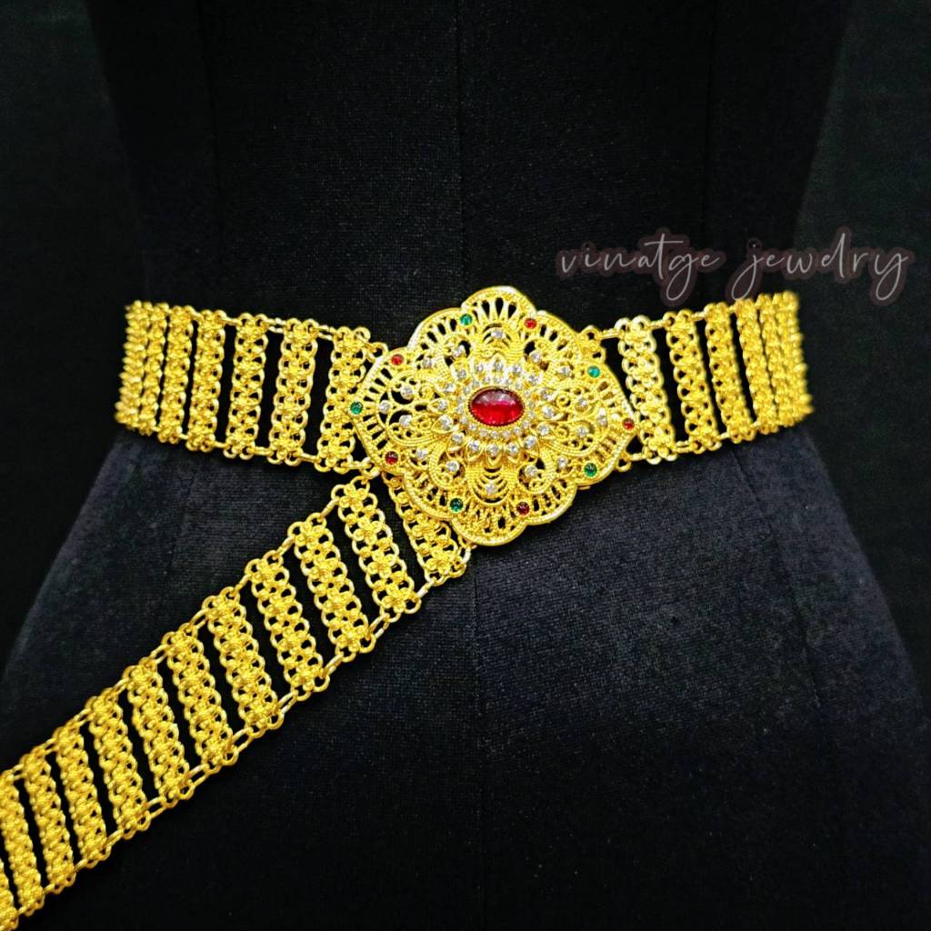 March Jewelry เข็มขัดทองชุดไทย เข็มขัดและหัวเข็มขัดถอดได้ ปรับความยาวได้