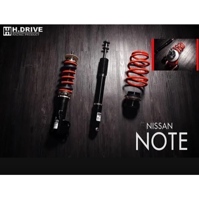 โช้คสตรัท ปรับเกลียว พร้อมสปริง H Drive S.spec ตรงรุ่น NISSAN NOTE ระบบวาล์ว Monotube ปรับความนุ่ม-ห