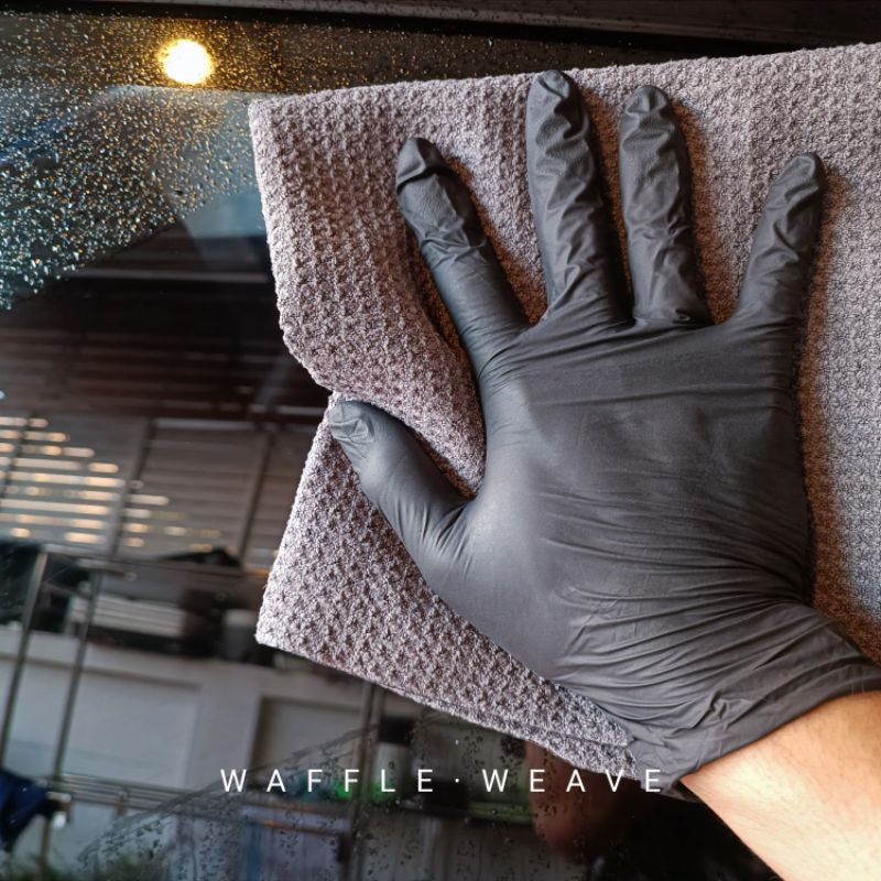 ผ้าเช็ดกระจก Waffle Weave Drying 350GSM ขนาด 40 x 40cm เช็ดกระจกโดยเฉพาะ