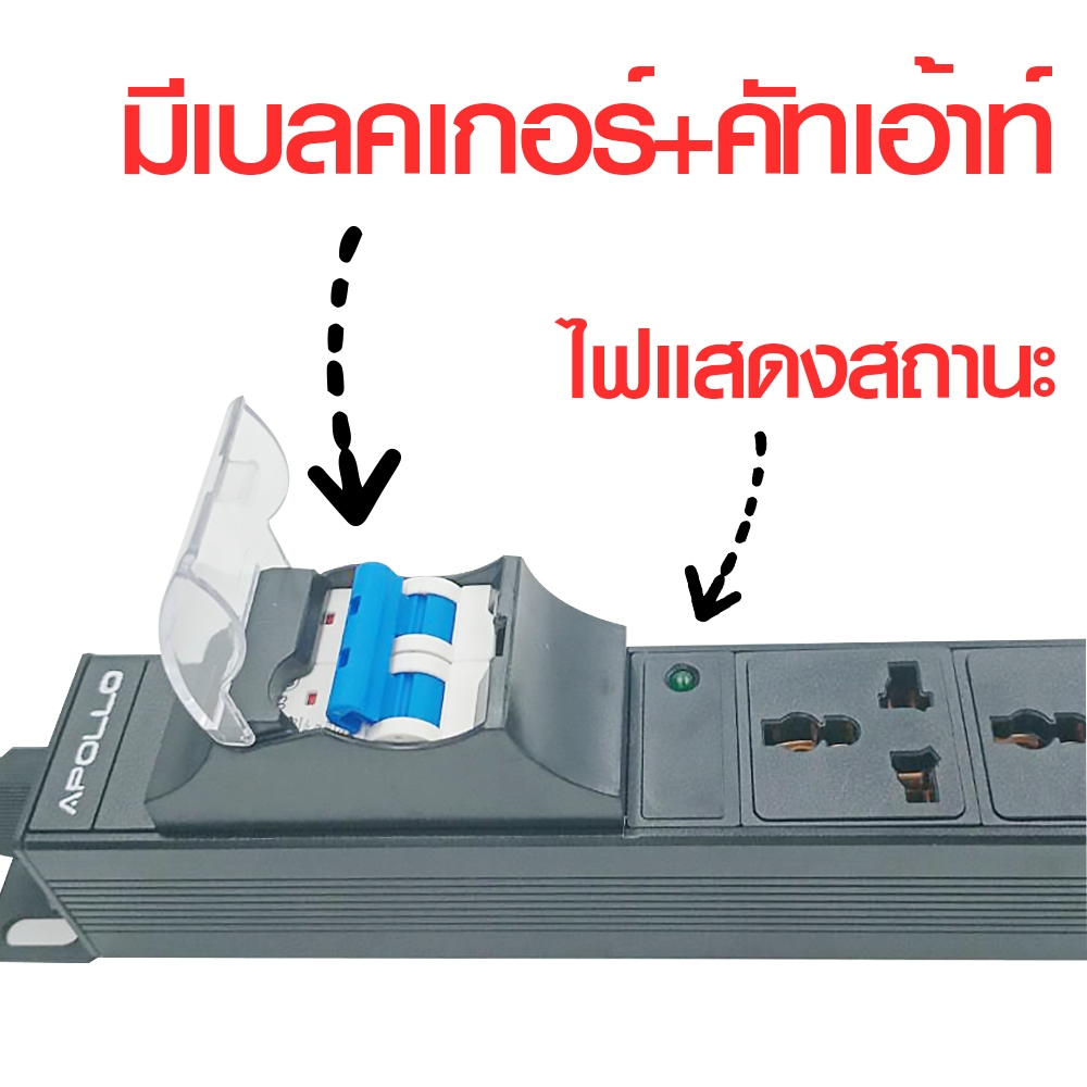 APOLLO ปลั๊กไฟตู้Rack รุ่น APDU-09  PDU 12ช่องสำหรับตู้ Cabinet Rack 19นิ้ว เบรคเกอร์ในตัว - รูปที่ 2