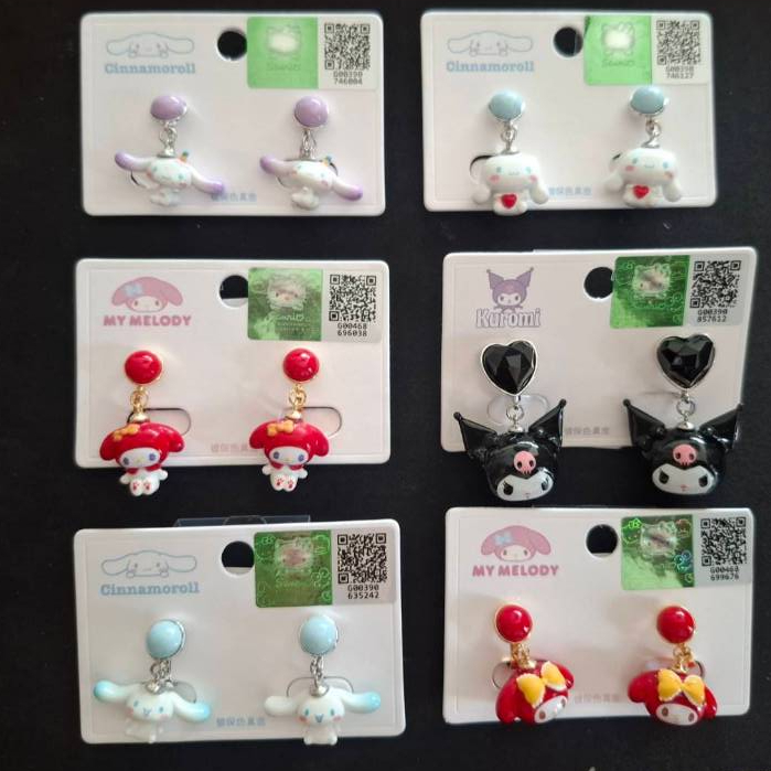 พร้อมส่ง ต่างหู เงินแท้ งานแท้100% ลิขสิทธิ์แท้ จาก SANRIO ตุ้มหู แบบหนีบ ต่างหูคลิป