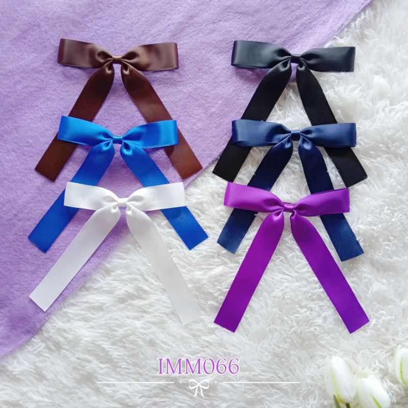 [IMM066] โบว์นักเรียนทรงมาตรฐาน หางสั้น (13x11cm) ริบบิ้น2.5cm นุ่มมากเป็นผ้าซาตินมันวาว 2 ด้าน