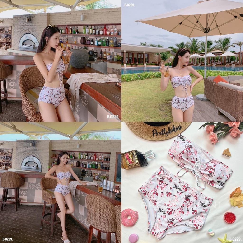 [ สินค้าพร้อมส่ง ไม่ต้องรอพรีออเดอร์ ] B-0229👉 Two Pieces บราสามารถใส่ได้ 2 แบบ เกาะอก คล้องคอ ได้ค่