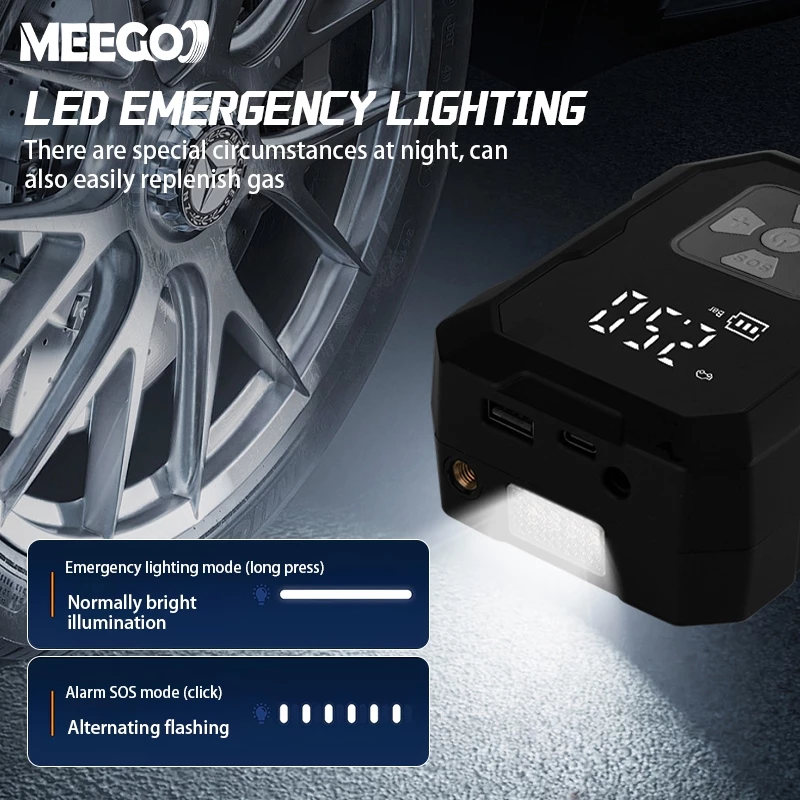 MeeGoo เครื่องปั๊มลมแบบพกพา เครื่องสูบลมไฟฟ้า Electric Air Pump ที่เติมลมยางรถ มัลติฟังก์ชั่น thumbnail 5