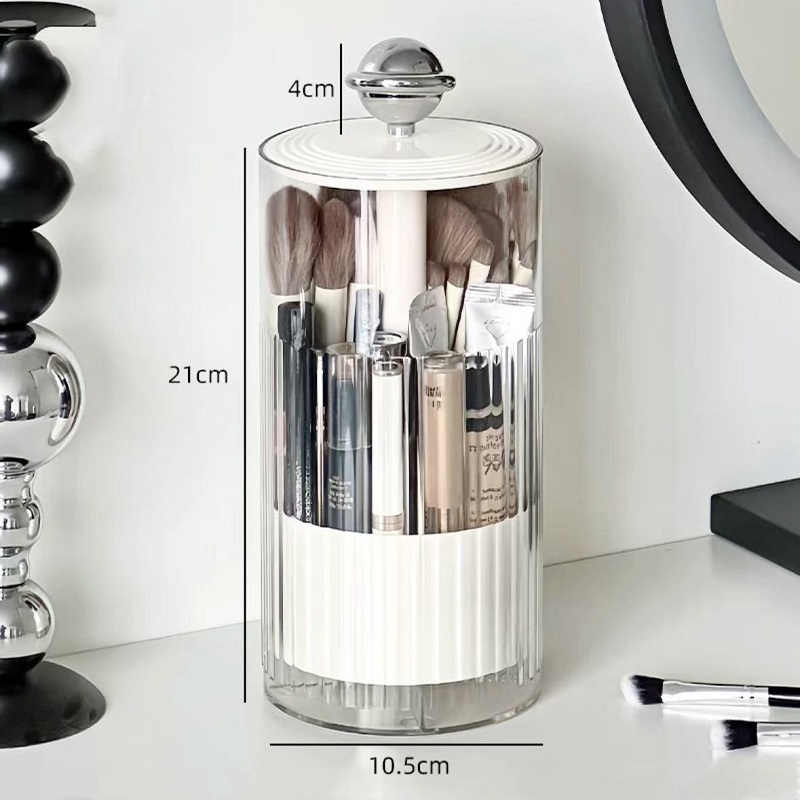 KKHOME ชุดแต่งหน้า กล่องเก็บแปรงแต่งหน้า ใส่แปรงแต่งหน้า กดเพื่อยกฐานขึ้นมาได้ กันฝุ่น กันน้ำ - รูปที่ 7