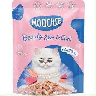 Moochie อาหารเปียกมูชี่ไม่เติมเกลือเพื่อสุขภาพของน้องแมวขนาด 70 กรัม 12ซอง