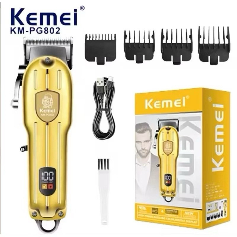 ปัตตาเลี่ยนไร้สายKM-PG802ชาร์จUSB ใบสแตนเลส