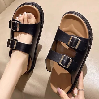 Uyongit รองเท้าแตะ ยางPVC แบบสวม สายคาดคู่ สายคาดปรับระดับได้ แฟชั่น วินเทจ สำหรับผู้หญิง S-170