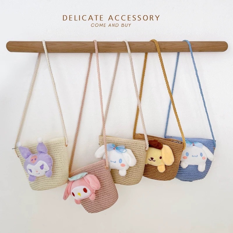 เด็กผู้หญิง ดอกไม้ ฟาง กระเป๋า, แฮนด์เมด ทอ ซิป กระเป๋าสะพายข้าง, กระเป๋าใส่เหรียญ AA