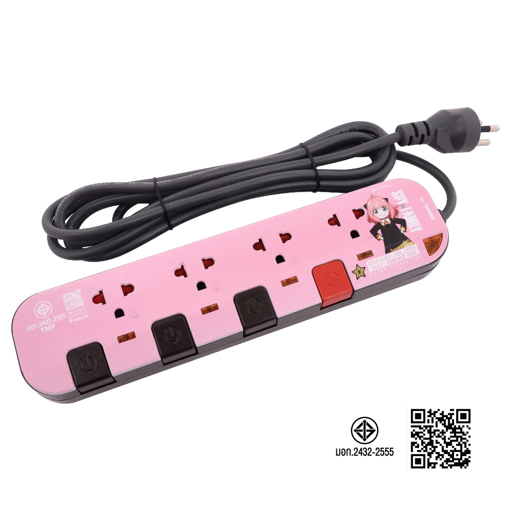 Toshino Anya รุ่น P4375-3M SPXA รางปลั๊ก 4 ช่อง 4 สวิตช์ 3 ม.(10A/2300W)