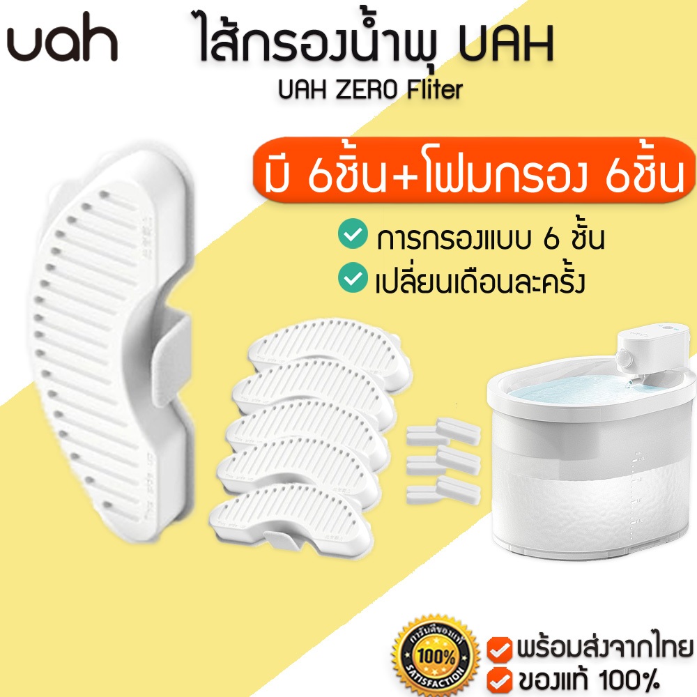 UAH ZERO Fliter ไส้กรองน้ำพุ แพ็ค6ชิ้น พร้อมโฟมกรองน้ำ 6ชิ้น แผ่นกรองน้ำพุ น้ำพุ M322