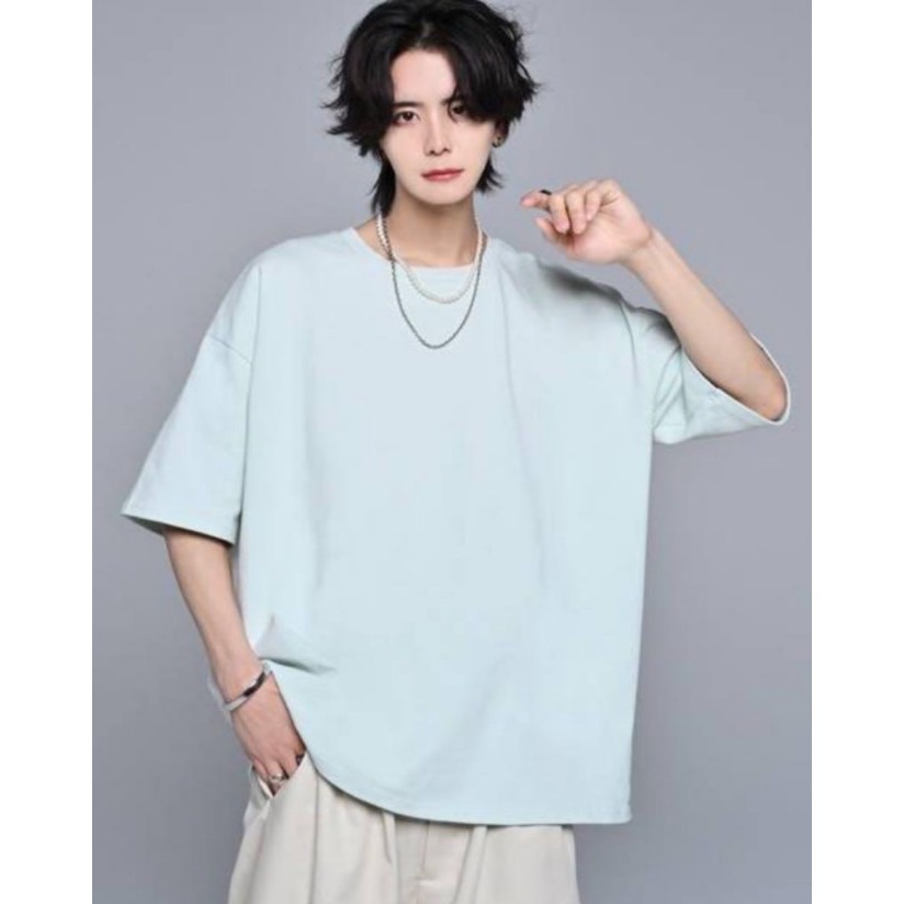 เสื้อยืด oversize ตัดป้ายแบรนด์ ADRER สีเขียวอ่อน