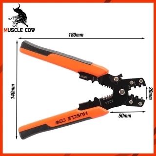 MUSCLE COW คีมตัด ปอก ย้ำ สายไฟ 8 นิ้ว คีมเฉพาะทางสำหรับตัด ปอก และย้ำหางปลา