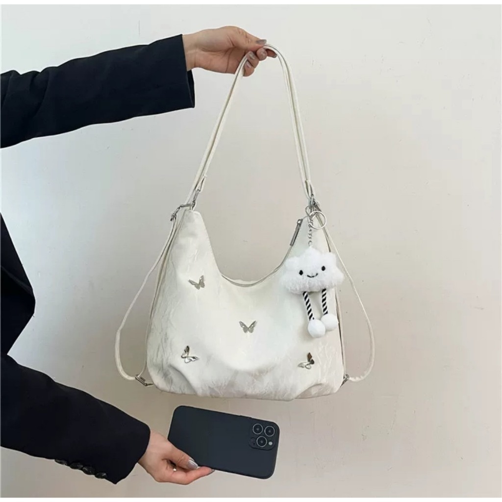 citadel.ecommerce กระเป๋าเป้สะพายข้าง ความจุขนาดใหญ่ ตกแต่งด้วยผีเสื้อ เรียบง่าย น้ำหนักเบา พร้อมส่งในไทย B-979