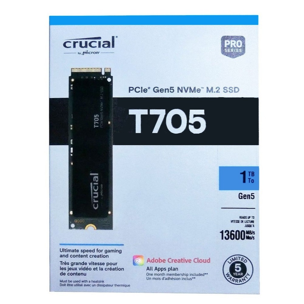 Crucial 1TB T705 NVMe Gen5 M.2 SSD