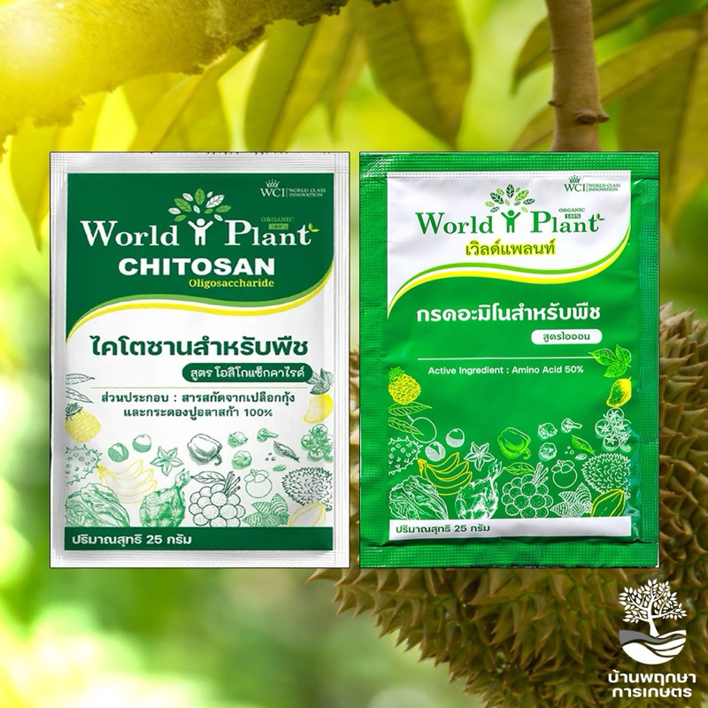 World Plant คู่หูมหัศจรรย์ เวิลด์แพลนท์ แพ็คคู่ ไคโตซาน ขนาด 25 กรัม+สารเพิ่มประสิทธิภาพ ขนาด 25 กรั