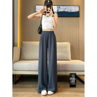 S-4XL 4 สีKorea เอวสูง กางเกว black loose high waist wide leg women pants กางเกงพริ้วเคาน์เตอร์ OL high quality BABAOTU🌈