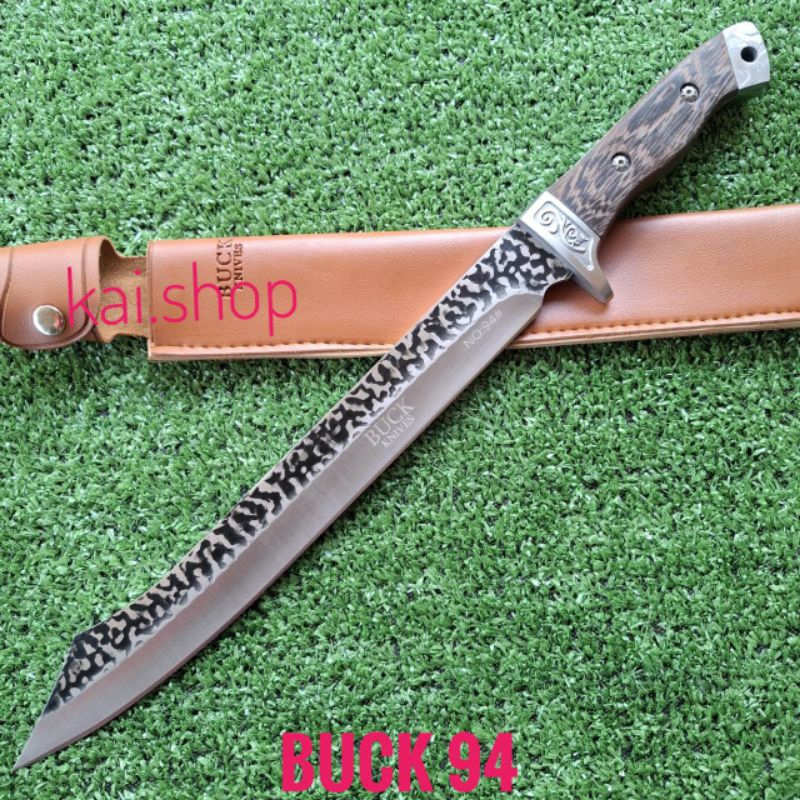 อุปกรณ์เดินป่า มีด มีดพก มีดพกใบตาย BUCK รุ่น 94 ใบลายด้ามไม้สวยๆ คมๆ น้ำหนักดี พร้อมซองหนัง