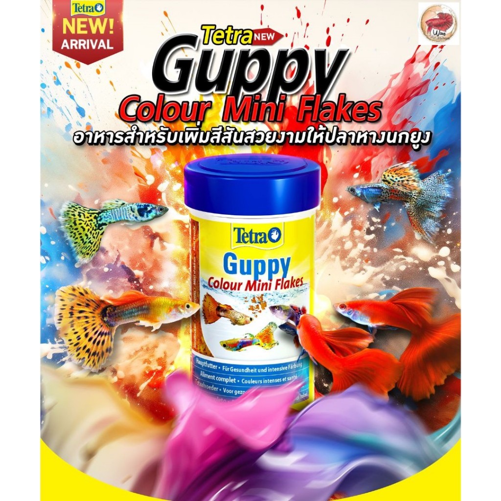 Tetra Guppy Colour Mini Flakes อาหารเพิมสีสันสวยงามสำหรับ ปลาหางนกยูง ทุกสายพันธุ์ รวมถึงปลาขนาดเล็ก
